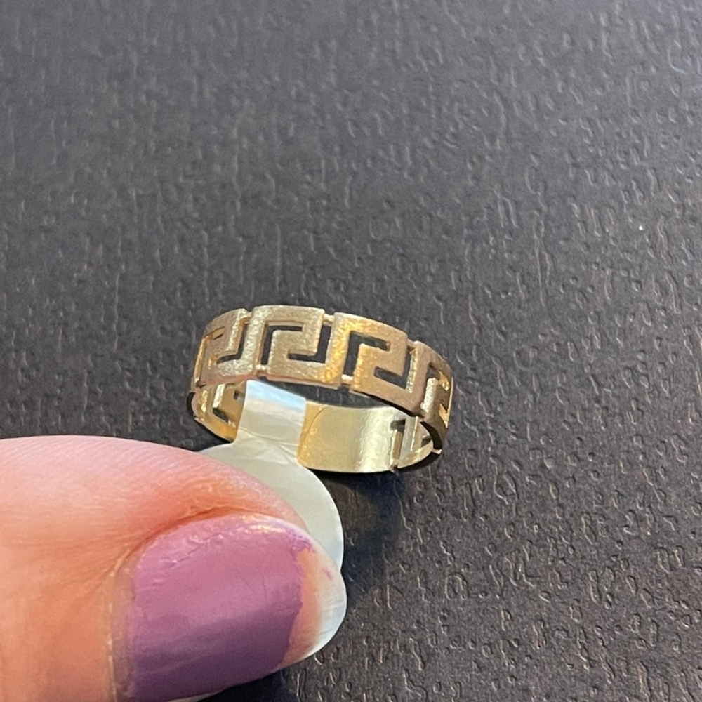 Gold Geometric Pattern Ring - image 1